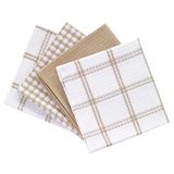 T-fal Têxteis Algodão Pano De Prato De Waffle Plano, Altamente Absorvente, Máquina Lavável, 12 X 13, Areia, 4-pack