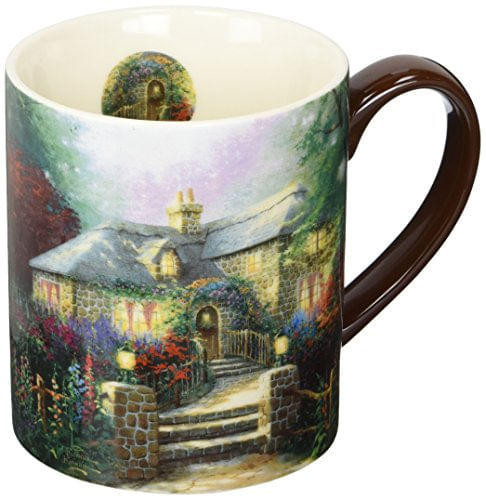 Lang Hollyhock House Mug Por Thomas Kinkade, 14 Oz, Multicolorido