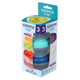 Sistema To Go Collection Mini Bites Pequenos Recipientes De Armazenamento De Alimentos, 4.39 Oz./130 Ml, Rosa/verde/azul, 3 Contagem