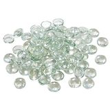 Houseables Glass Stone, Clear Marbles, Pebbles For Vases, 5 Lb, 500-600 Stones, Flat Bottom, Round Top, Rocks, Bowl Filler Gems, Iridescent