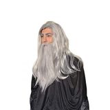 Halloween Cosplay Wizard, Feiticeiro, Warlock Wig &amp; Beard Set H0554 Grey