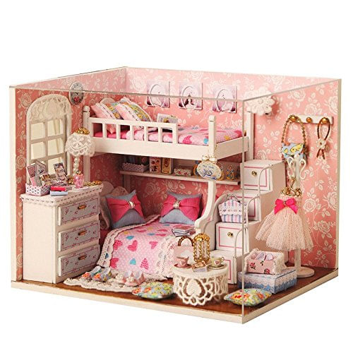 Flever Dollhouse Miniatura Diy House Kit Sala Criativa Com Móveis E Tampa De Vidro Para Presente De Arte Romântica (anjo Do Sonho)