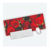 Mouse Pad Grande Gamer Rosas Vermelha