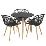 Mesa Redonda 80 Cm Preto + 3 Cadeiras Preto Preto