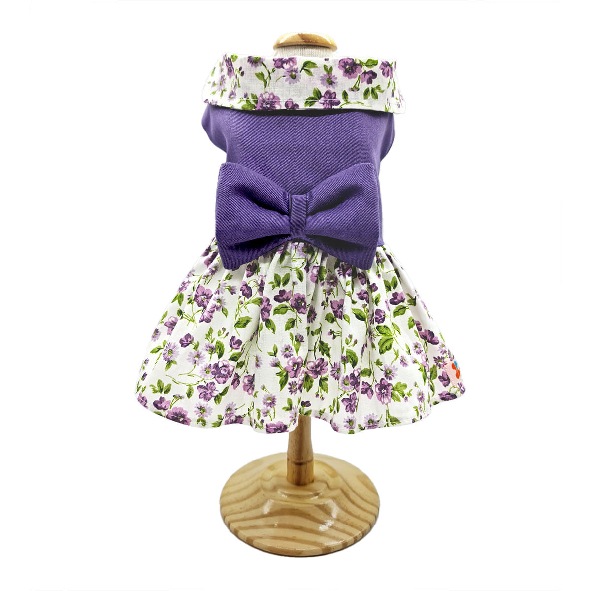 Roupa Pet Para Cães Vestido Pet Floral Laço Puro Algodão Petisco