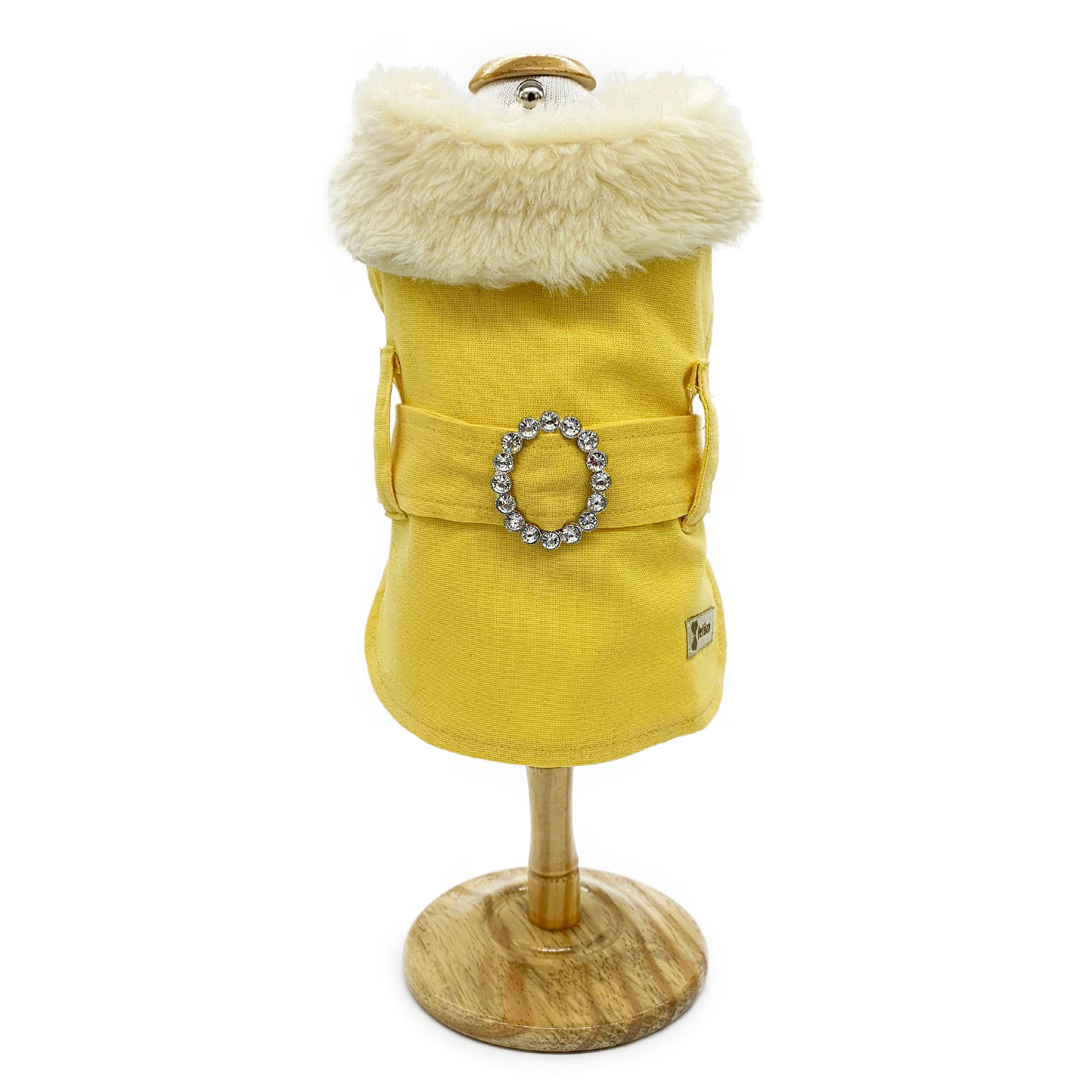 Roupa Pet Para Cães Vestido Pet Cinto Strass Linho Eco Inverno Petisco