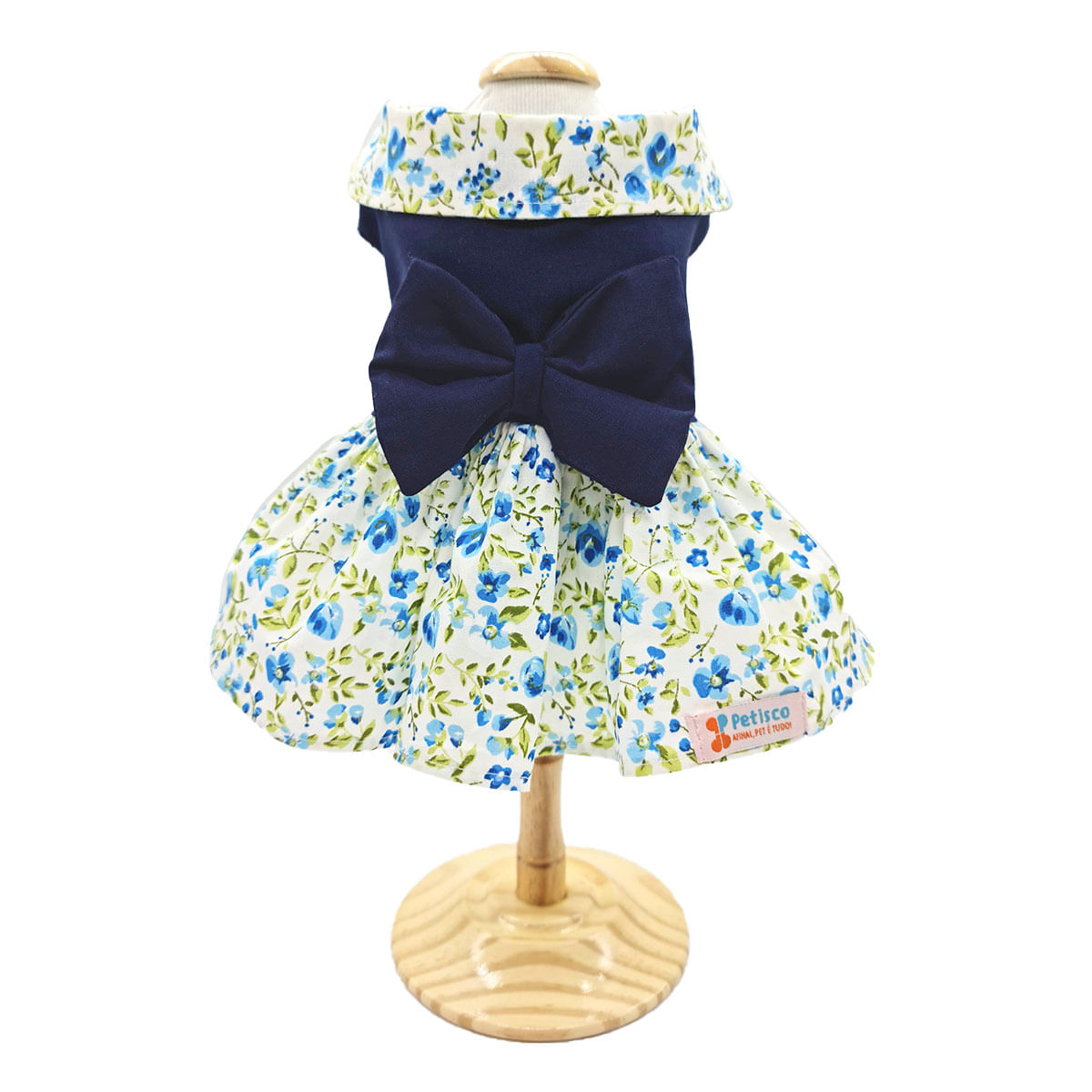 Roupa Pet Para Cães Vestido Pet Floral Laço Puro Algodão Petisco