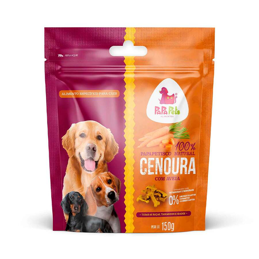 Petisco Natural Papapetisco Cenoura Com Aveia Para Cães Adultos - 150g