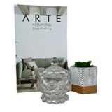 Kit Decoração Livro + Vaso Artesanal + Potiche De Cristal