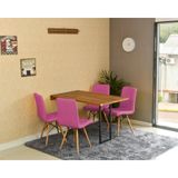 Conjunto De Mesa Dobrável Retrátil 120 X 75 Noronha + 4 Cadeiras Gomos - Rosa