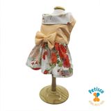 Vestido para Cachorro Floral Puro Algodão Petisco Pêssego