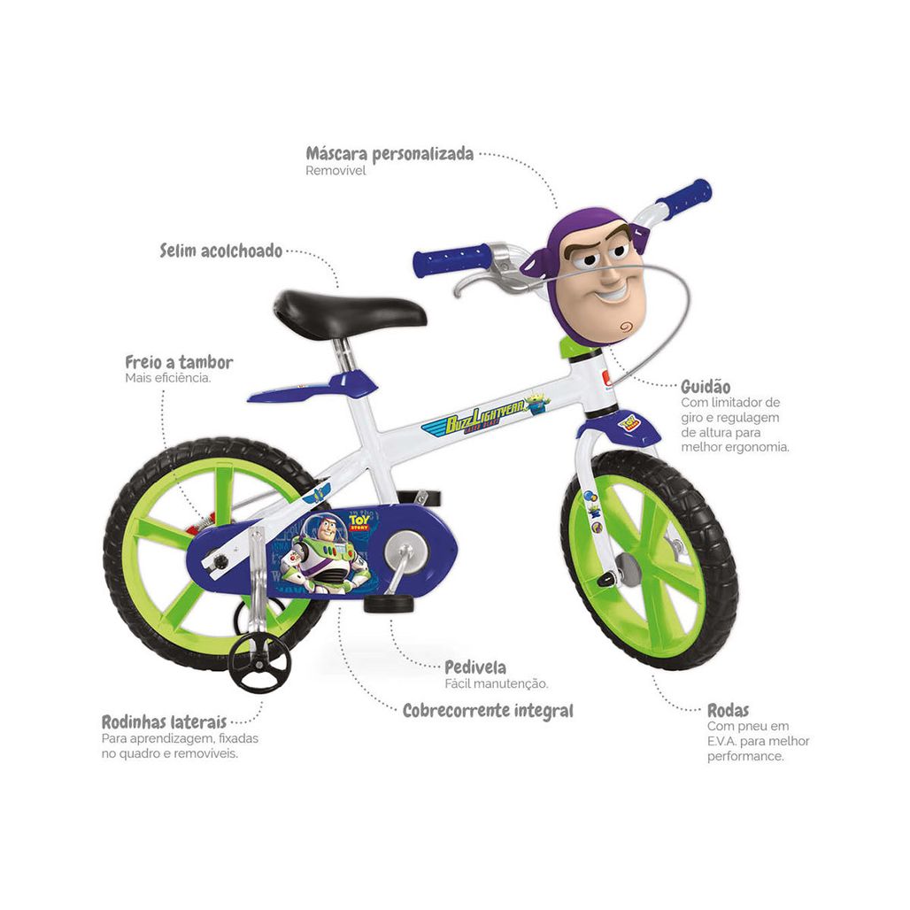 Bicicleta Infantil Aro 14 Bandeirante 3054 Buzz Lightyear Toy