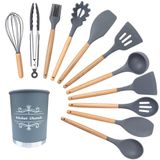 Jogo Com 12 Peças Utensílios Silicone Cozinha Cinza