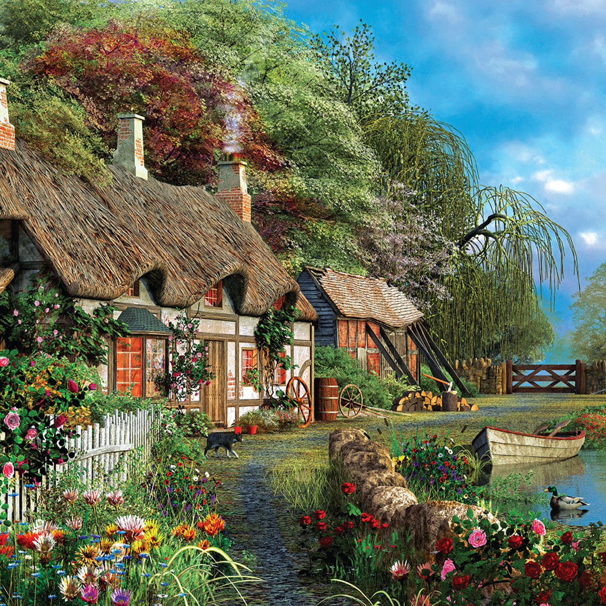 Quebra-cabeça Casa no Lago: paisagem encantadora em 1000 peças