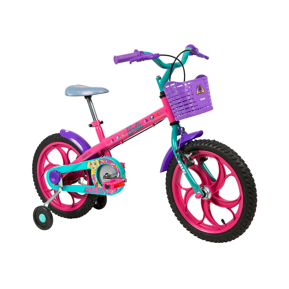 Bicicleta Infantil Aro 16 Caloi Barbie - Rosa+Azul