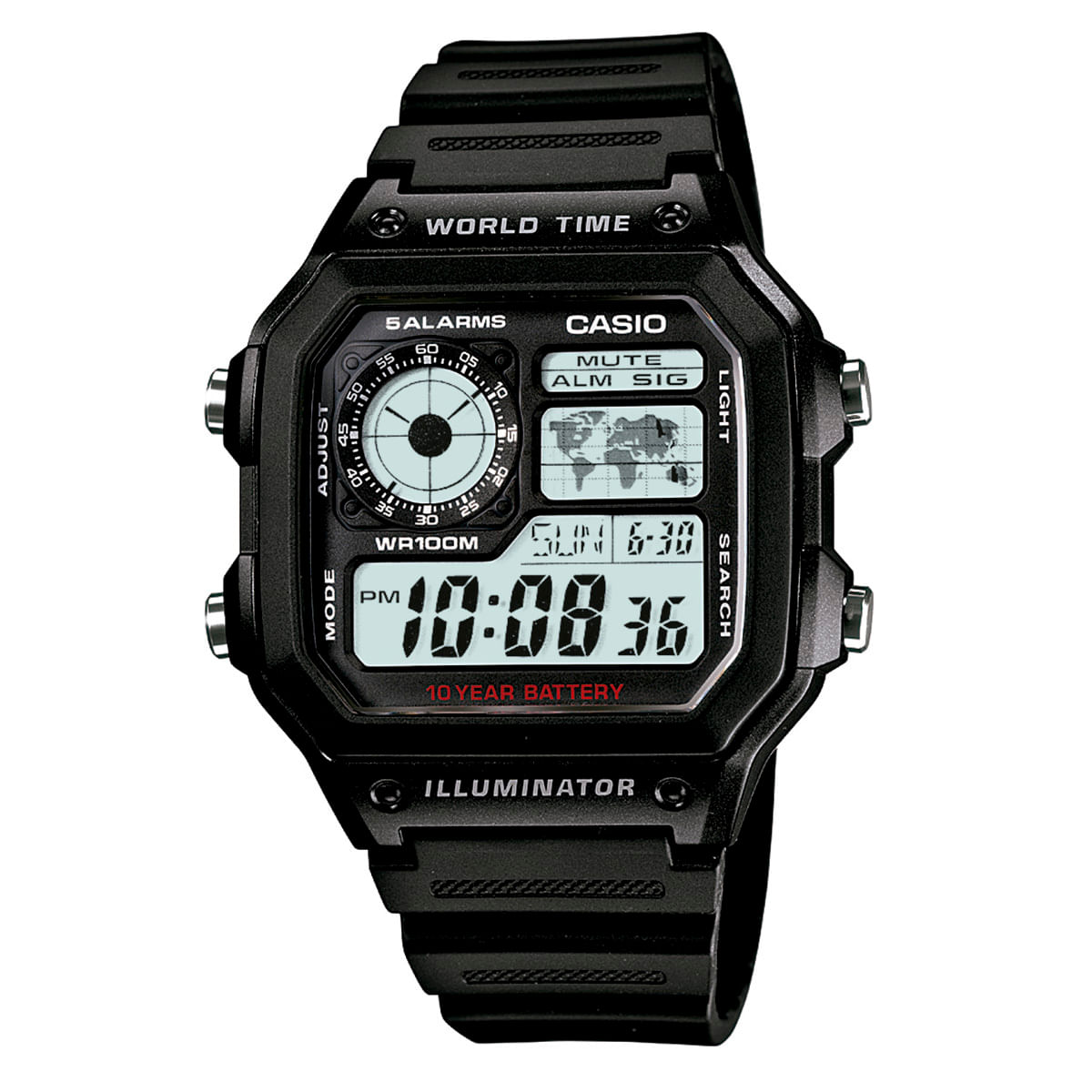 Relógio Casio Masculino Preto Digital AE-1200WH-1AVDF