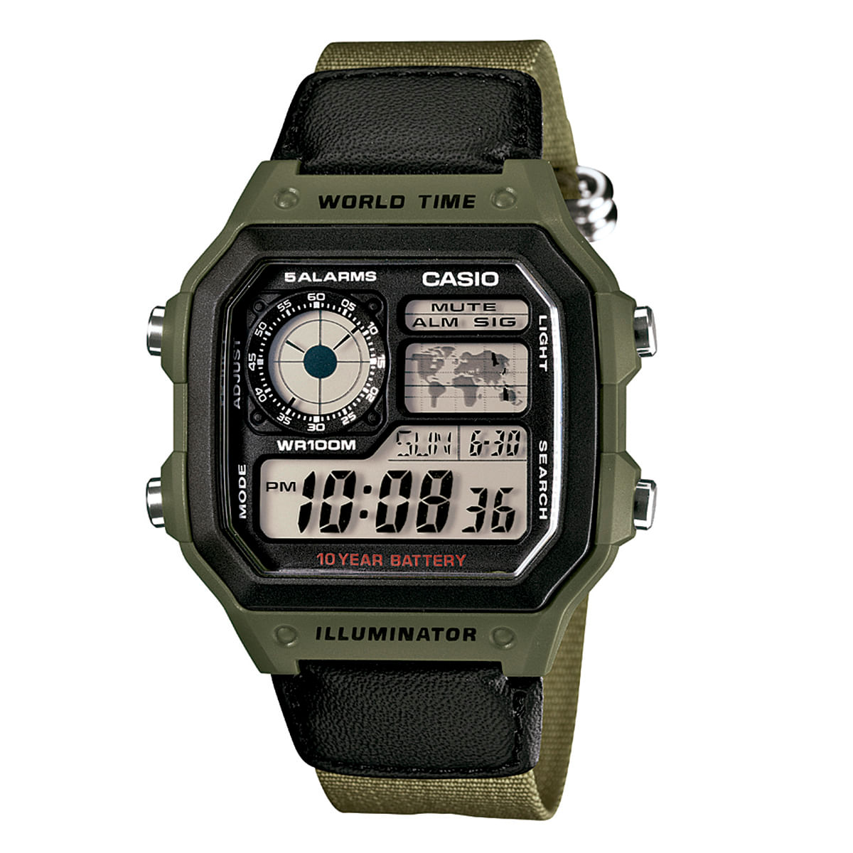 Relógio Casio Masculino Verde Digital AE-1200WHB-3BVDF