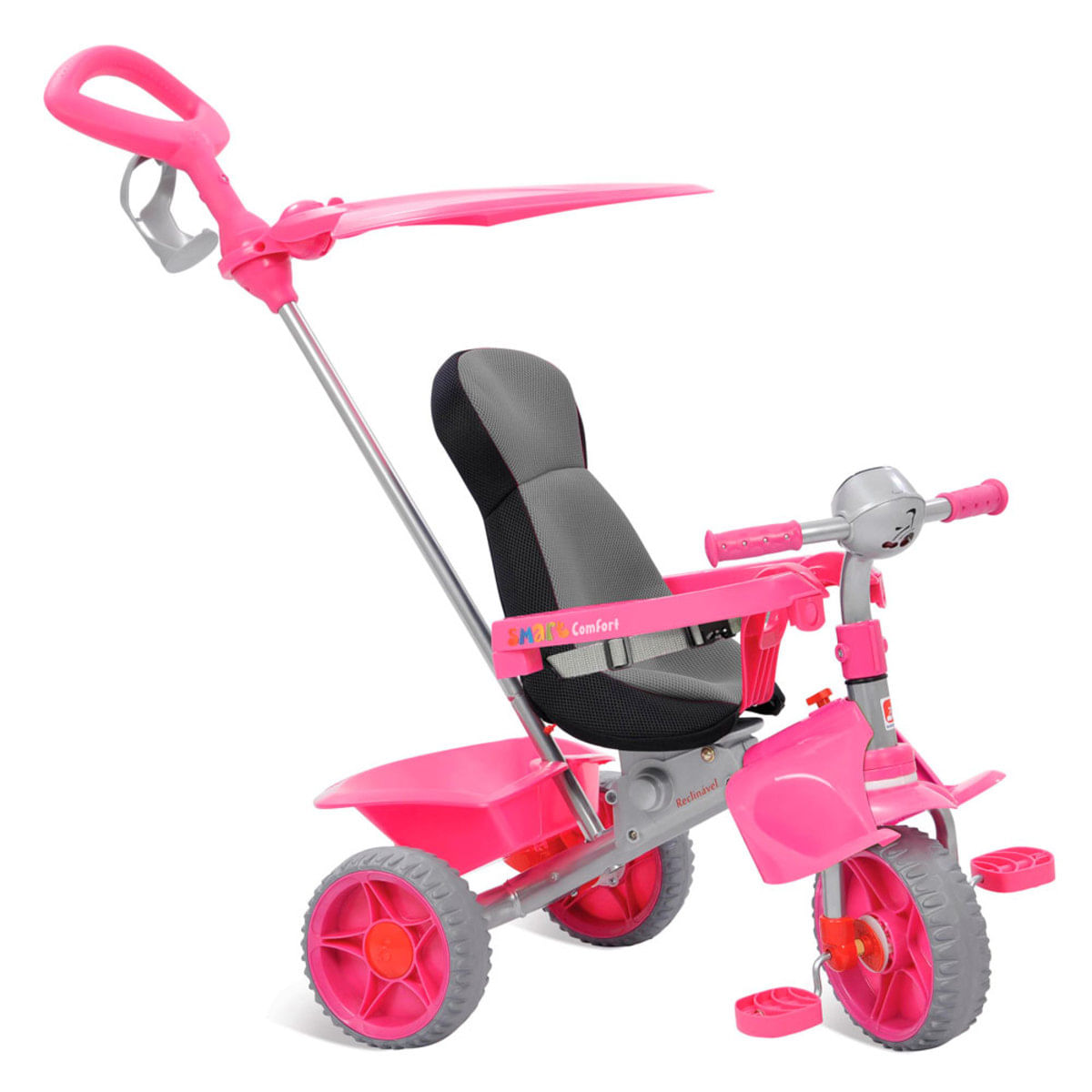 Triciclo Infantil com Empurrador Bandeirante Smart Comfort Rosa 257 -  Carrefour - Carrefour