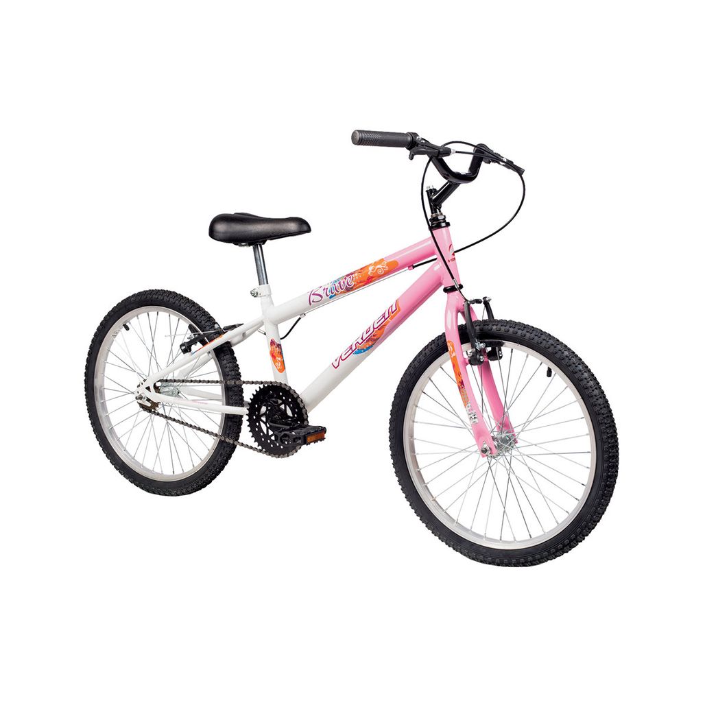 BICICLETA INFANTIL ARO 20 BRAVE BRANCO E ROSA VERDEN BIKES