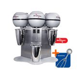Batedor De Milk Shake 3 Copos 0,8l Profissional Inox Bms-3 127v Skymsen + Concha De Sorvete Extrator