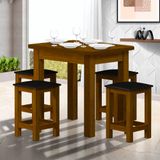 Conjunto Mesa De Jantar Madeira Maciça Safira Com 4 Lugares Estofados Imbuia Shop Jm