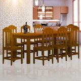 Conjunto Mesa De Jantar Madeira Maciça Safira Com 8 Lugares Imbuia Shop Jm