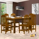 Conjunto Sala De Jantar Madeira Maciça Safira Com 6 Lugares Imbuia Shop Jm