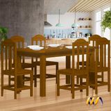 Conjunto Mesa De Jantar Madeira Maciça Safira Com 6 Lugares Imbuia Shop Jm