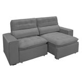 Sofa 2 Lugares Retratil Reclinavel Atenas 2,10 M Suede Cinza