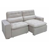 Sofa 2 Lugares Retratil Reclinavel Atenas 2,10 M Suede Bege