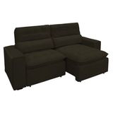 Sofa 2 Lugares Retratil Reclinavel Atenas 2,30 M Suede Marrom