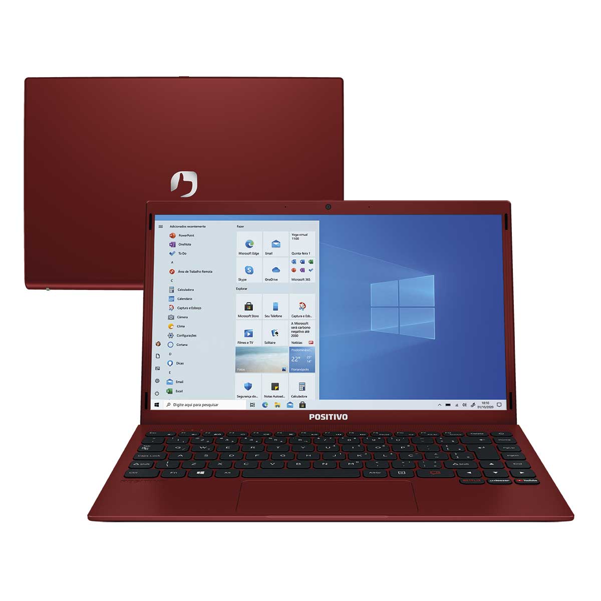 Notebook Positivo Motion Q464C-O Intel Atom Quad Core Z8350 4GB RAM 64GB HD 14,1" Windows 10 Home Vermelho