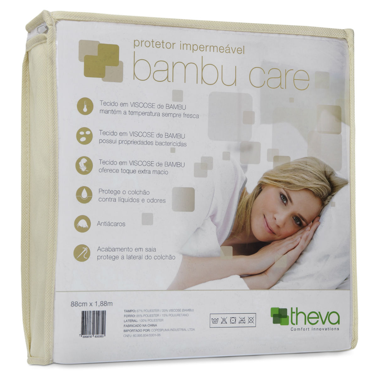 Menor preço em Protetor Colchão Impermeável Bambu Care Casal 138X188 Theva