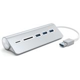 Satechi Alumínio Usb 3.0 Hub &amp, Leitor De Cartões - Compatível Com Macbook Pro, Macbook, Imac, Surface Pro, Dell Xps E Mais (prata)