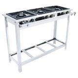 Fogão Industrial Venâncio 3 Bocas Duplas A Gás Baixa Pressão Inox Com Pé Ei3d3p