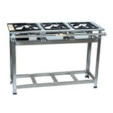 Fogão Industrial 3 Bocas 30x30 Inox Alta Pressão Sem Forno Cristalaço