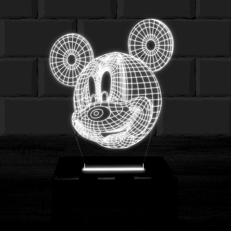 Luminária Led 3d Mickey Abajur - Branco