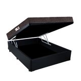 Cama Box Baú King Colchão Espuma D45 Bordado + Box Sintético Preto Serra Negra 62x193x203