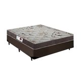 Cama Box King Colchão Espuma D45 Bordado + Box Sintético Marrom Serra Negra 64x193x203