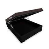Cama Box Baú King Colchão Espuma D45 Bordado + Box Suede Preto Serra Negra 62x193x203