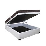 Cama Box Baú King Colchão Espuma D45 Bordado + Box Sintético Branco Serra Negra 62x198x203