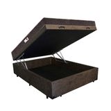 Cama Box Baú King Colchão Espuma D45 Bordado + Box Suede Marrom Serra Negra 62x193x203