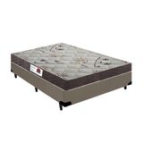 Cama Box King Colchão Espuma D45 Bordado + Box Sintético Bege Serra Negra 64x193x203