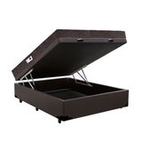 Cama Box Baú King Colchão Espuma D45 Bordado + Box Sintético Marrom Serra Negra 62x193x203