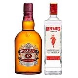 Kit Whisky Escocês Chivas regal 12 anos 1litro + Gin Beefeater Dry 750ml