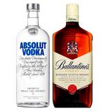 Kit Vodka Sueca Absolut natural 1litro + Whisky Escocês Ballantines Finest 1litro