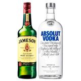 Kit Vodka Sueca Absolut natural 1litro + Whisky Irlandês Jameson 750ml