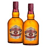 Kit Whisky Escocês Chivas Regal 12 anos 1litro com 2 unidades