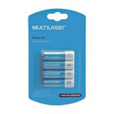 Pilhas Recarregáveis Aa Multilaser 2500mah Com 4 Unidades- Cb052