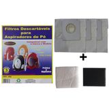 Kit Com 3 Sacos Descartáveis Aspirador De Pó Electrolux Neo + Filtros Motor